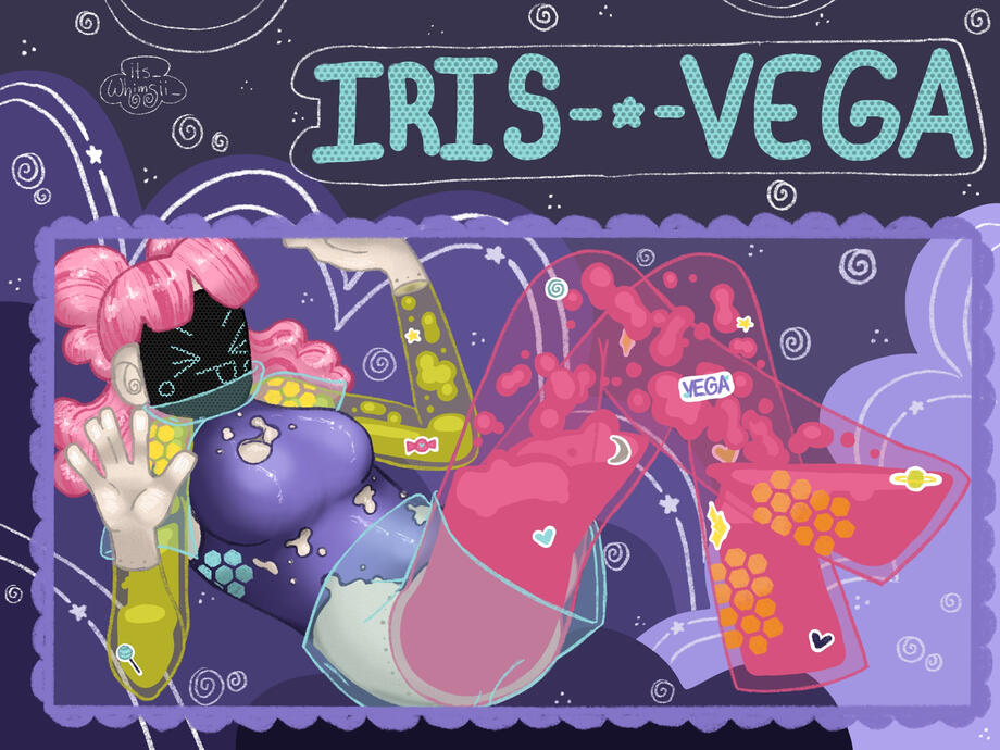 Iris is trapped in a box! (created for my Bluesky banner)